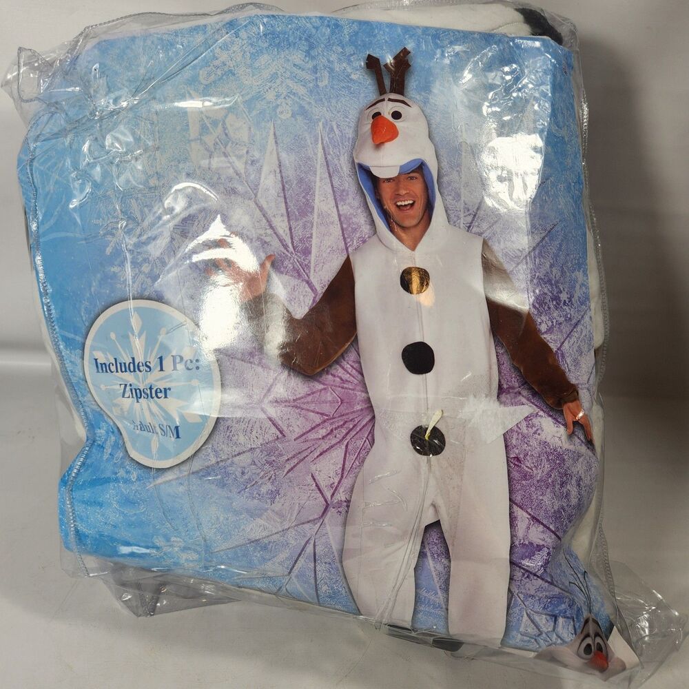 Disney Frozen Olaf Adult Halloween Costume Plush Pajama One-Piece Small/Medium